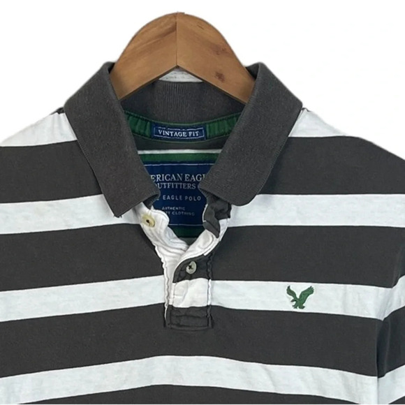 PO601 Mens American Eagle Striped Vintage Fit The Eagle Polo Shirt XS - Picture 3 of 4